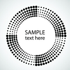 Halftone dots in circle form. round logo . vector dotted frame . design element