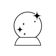 Doodle magic ball icon isolated on white. Outline crystal. Line art. Sketch vector stock illustration. EPS 10