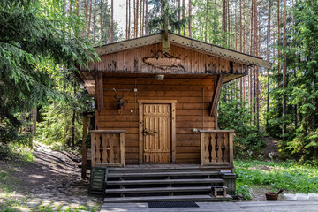 wooden outdoor sauna