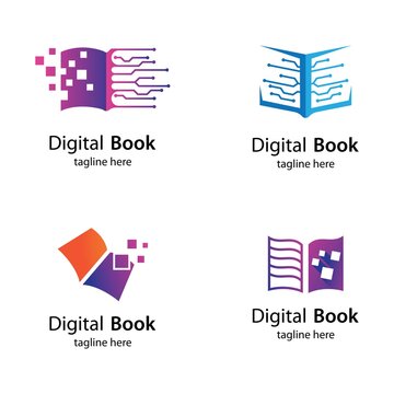 Digital book logo technology vector icon