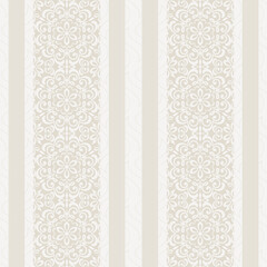 Seamless striped pattern in retro colors with damask. Vertical striped pattern. Vector illustration	
