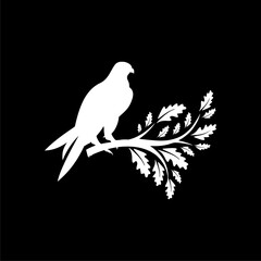 Falcon on a branch icon isolated on dark background