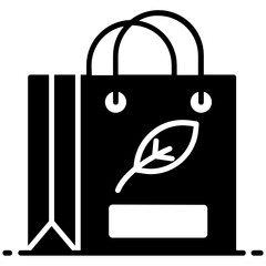 
Eco bag vector design, glyph icon of reusable bag 
