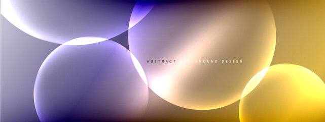 Vector abstract background liquid bubble circles on fluid gradient with shadows and light effects. Shiny design templates for text