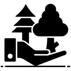 
Nature protection icon design, hand holding tree 
