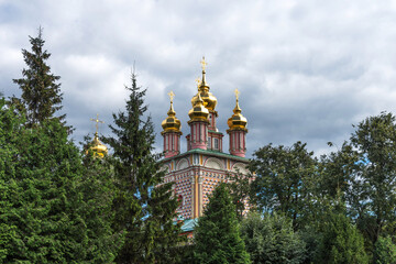 Fototapeta na wymiar Picturesque view of Church of the Nativity of John the Baptist in Trinity Lavra of St. Sergius in Sergiyev Posad in Russia.