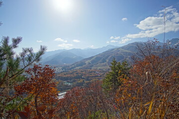 Beautiful autumn landscape in Northern Alps of Japan, Hakuba, Nagano.