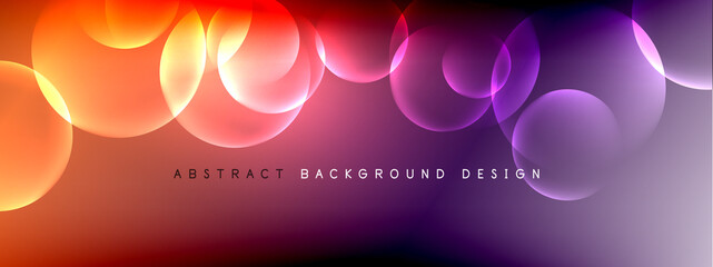 Vector abstract background liquid bubble circles on fluid gradient with shadows and light effects. Shiny design templates for text