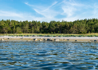 beautiful Baltic Sea coast with boulders, Saaremaa Island, Estonia