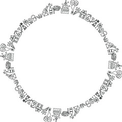 Vector cartoon gift pattern circle  background