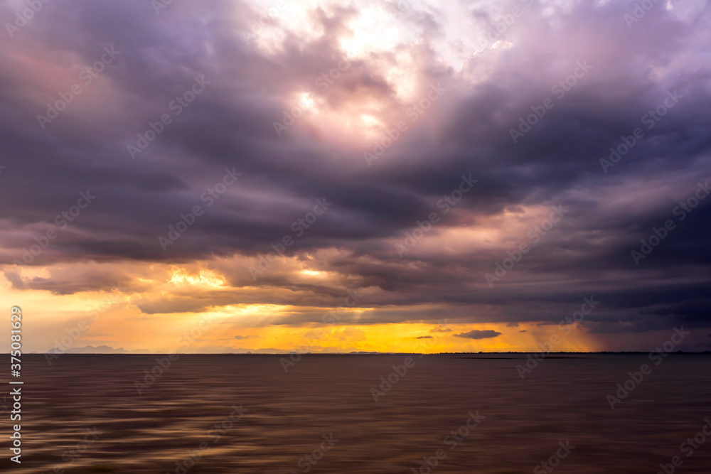 Canvas Prints Seascape and clouds in rain season with sunlight.