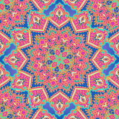 Mandala pattrn Beautiful colorful greeting card. Vector illustration. Arab, Indian ornament.