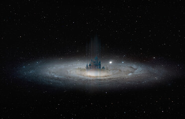 Blue chateau in the centre of  Andromeda galaxy  