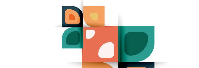 Fototapeta premium Set of vector modern geometric abstract backgrounds with repeating abstract round shapes patterns and shadow effects