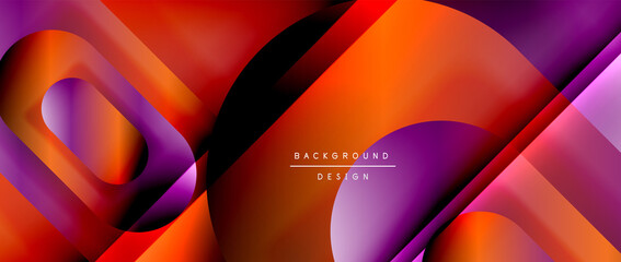 Vector geometric abstract background with lines and modern forms. Fluid gradient with abstract round shapes and shadow and light effects