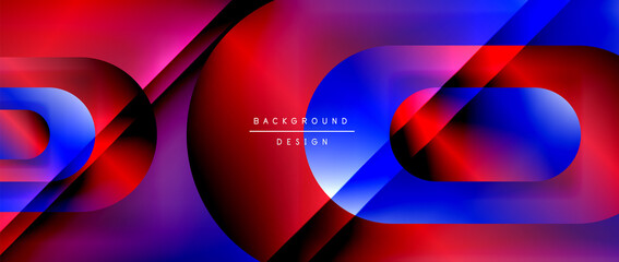 Vector geometric abstract background with lines and modern forms. Fluid gradient with abstract round shapes and shadow and light effects
