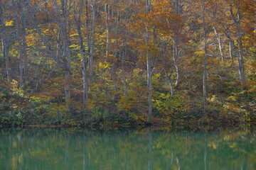 Beautiful autumn landscape in Northern Alps of Japan, Otari, Nagano