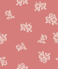 Japanese Hibiscus Vector Seamless Pattern