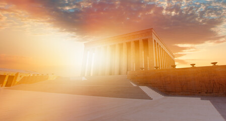 Anitkabir - Mausoleum of Ataturk at sunset, Ankara Turkey