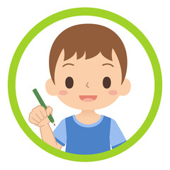 笑顔の男の子のアイコン セット 子ども イラスト Boy Canvas Print B Ykc