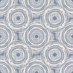  Seamless french farmhouse dotty linen pattern. Provence blue white woven texture. Shabby chic style decorative circle dot fabric background. Textile rustic all over print