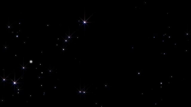 Twinkling stars background. Stars shimmering in air. Dust particles fly in slow motion in the air. Loop animation