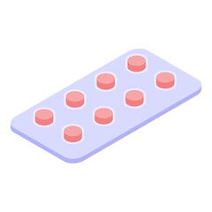 Pill blister icon. Isometric of pill blister vector icon for web design isolated on white background