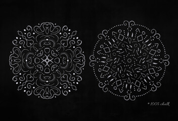 Set of snowflakes drawn in chalk