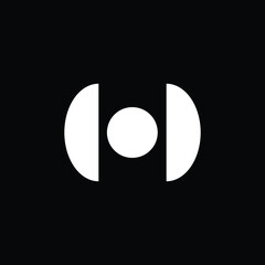 initial minimal simple biased based vector logo design of letter H in white color with black background
