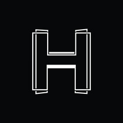 initial minimal simple biased based vector logo design of letter H in white color with black background