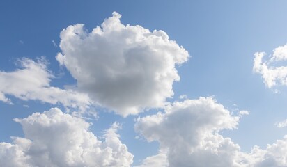 Blue sky with large white clouds, sky background.