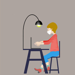 
wear the mask to school or office, character work
in the office