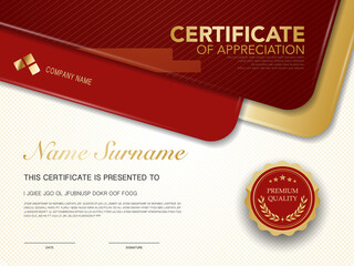 diploma certificate template red and gold color with luxury and modern style vector image.