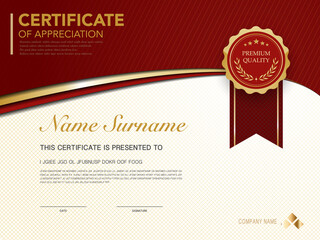 diploma certificate template red and gold color with luxury and modern style vector image.