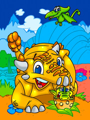 Obraz premium funny dinosaurs
