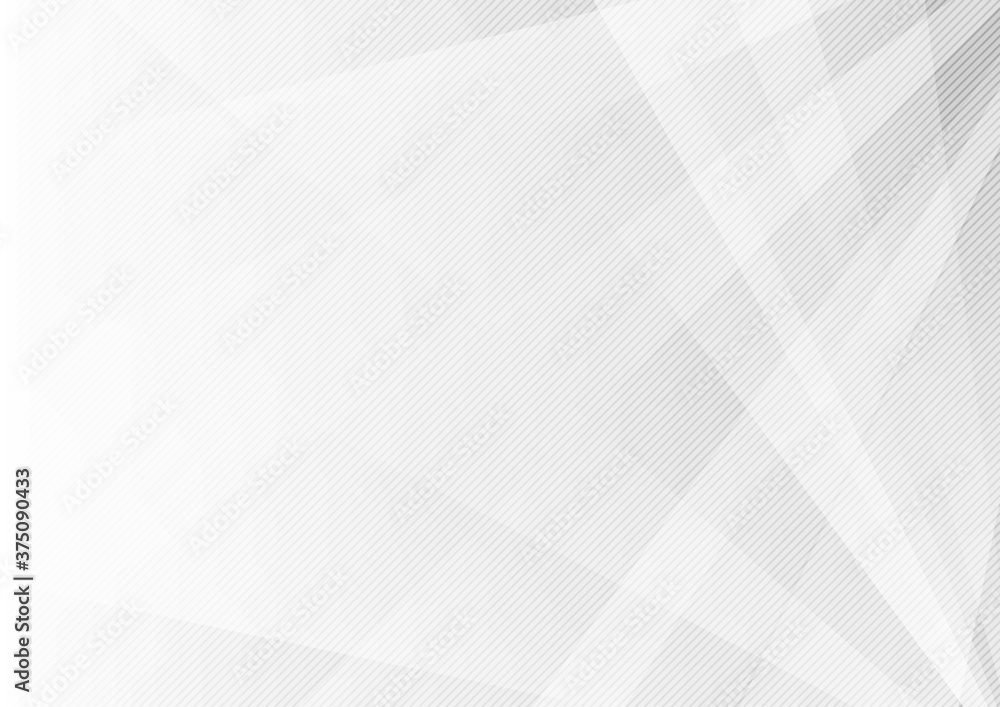 Wall mural abstract white and gray geometric shine and layer element on light background modern design.