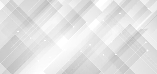 Abstract background modern technology white and gray square geometric overlapping with lines.