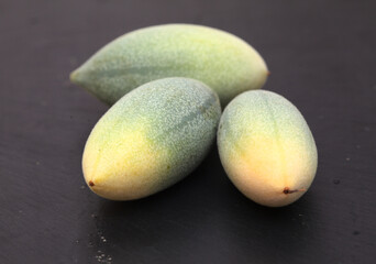 Exotic banana passionfruit on trivet board
