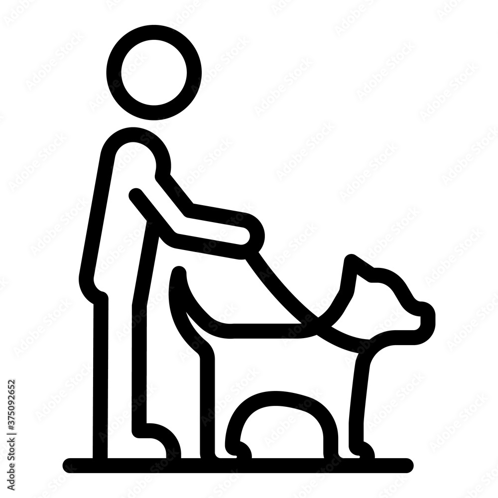 Poster blind man with dog icon. outline blind man with dog vector icon for web design isolated on white bac