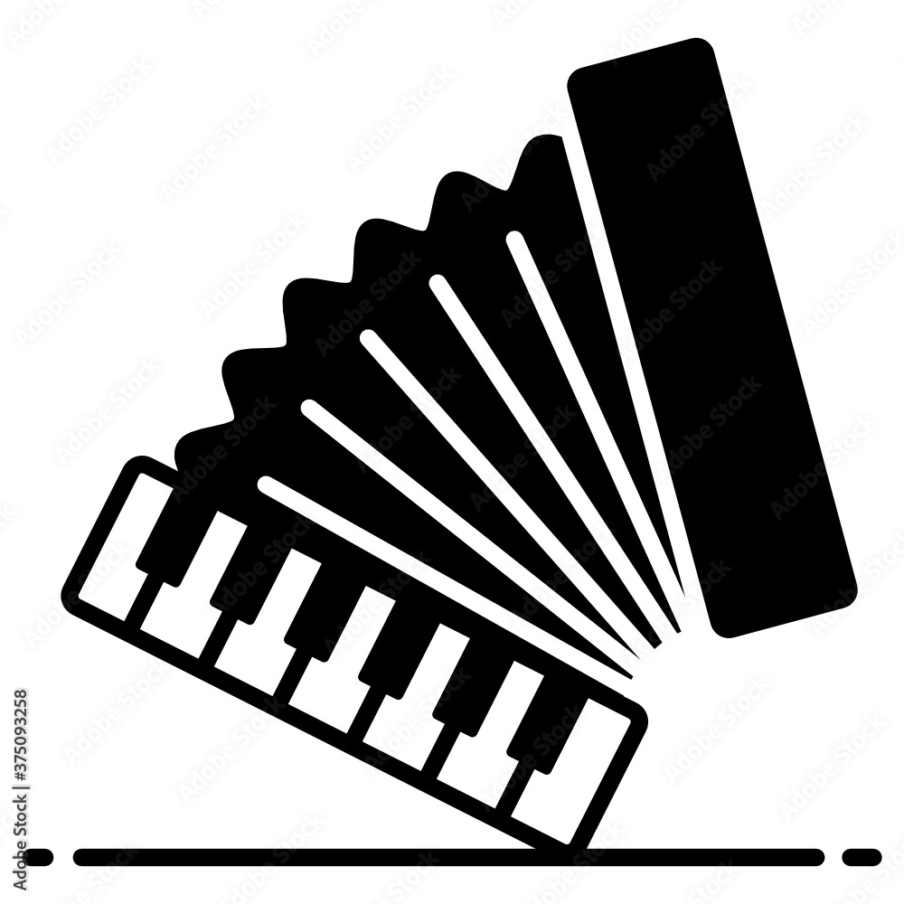 Wall mural box shaped musical instrument, icon of accordion vector design