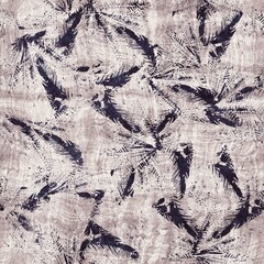 Tropical leaves. Dark purple and beige texture seamless pattern. High quality illustration. Silhouette of natural material arranged in a seamless pattern. Outlined sketch surface design.