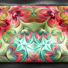 3D rendering of plastic background with embossed fractal on leather