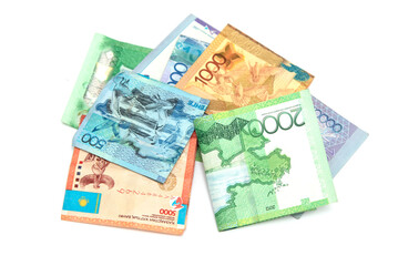Obraz na płótnie Canvas The currency is Kazakhstan tenge, paper notes.