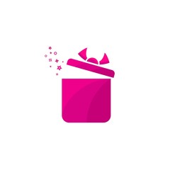 Gift box Logo Design Vector Template.Logo gift template.. Concept design present emblems and signs. Gift box icon pink color.