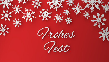 Modern Christmas background with snowflakes on red