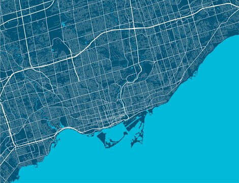 Detailed map of Toronto city, airview cityscape. Royalty free vector illustration.