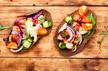 Homemade taco or bruschetta