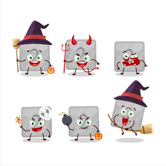 Halloween expression emoticons with cartoon character of silver first button