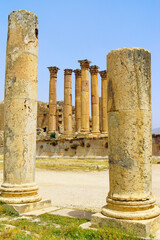 Ruins of the Temple of Artemis in Jerash, Jordan