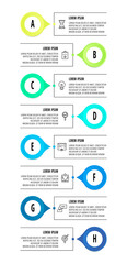 Vector infographic circles with 8 steps, arrows. Line template used for diagram, business, web, banner, flowchart, info graph, timeline, content, levels, chart, processes diagram.